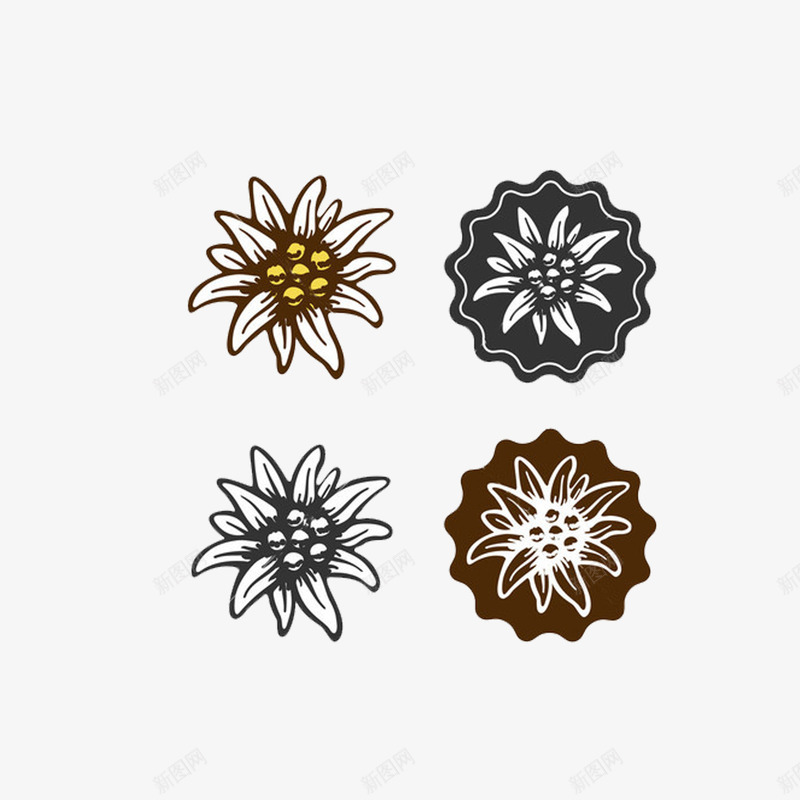 雪绒花徽章png免抠素材_88icon https://88icon.com 徽章 花朵 阿尔卑斯山脉 雪绒花