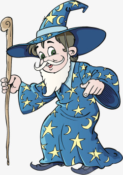 卡通插图装扮成魔法师的小男孩素材