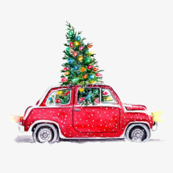 圣诞小树红色汽车高清图片