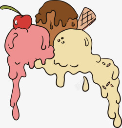 清凉甜品彩色卡通融化冰淇淋高清图片
