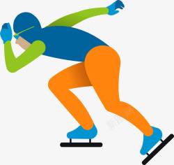 滑雪免抠素材卡通轮滑运动人物插画矢量图高清图片