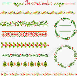圣诞花纹边框分割线矢量图素材