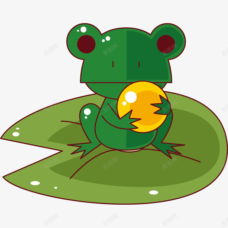 卡通手绘站在荷叶上的青蛙png免抠素材_88icon https://88icon.com 动物 卡通青蛙 手绘青蛙 抱着球的青蛙 站在荷叶上的青蛙 荷叶 青蛙