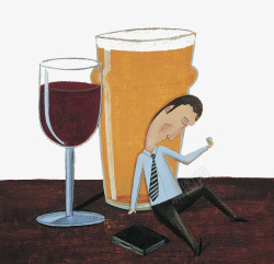 卡通装饰插画喝醉酒的商务男人素材