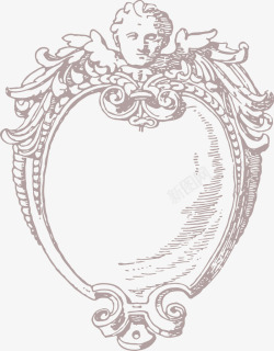 装饰欧洲天使花纹镜子边框矢量图素材