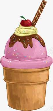 希腊酸奶草莓冰淇淋矢量图图标图标