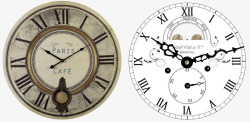 欧式复古挂钟和白色镂空复古挂钟素材