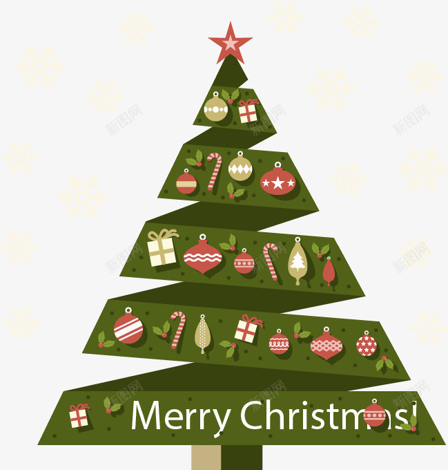 绿色折纸上升圣诞树png免抠素材_88icon https://88icon.com 折纸圣诞树 矢量素材 绿色 螺旋圣诞树 雪花背景图