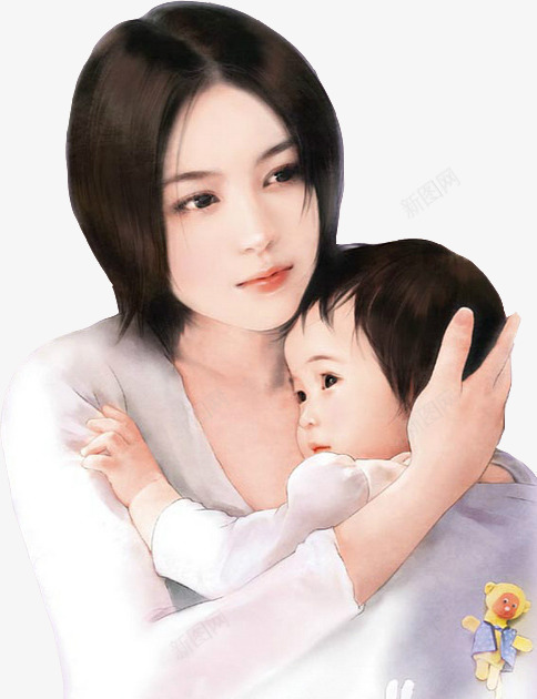 短发妈妈可爱宝宝png免抠素材_88icon https://88icon.com 可爱 妈妈 宝宝 短发