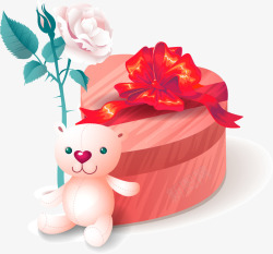圣诞情人礼物盒小熊玫瑰素材