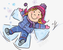 冬季棉衣雪地玩耍女孩高清图片