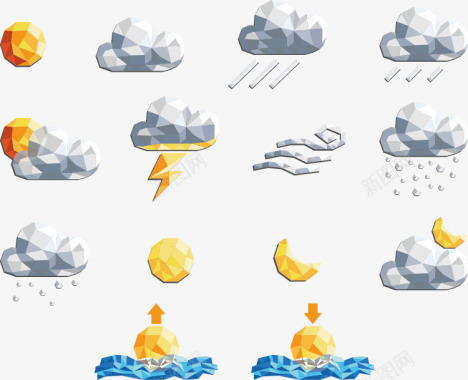 小雨大雨天气预报元素图标图标