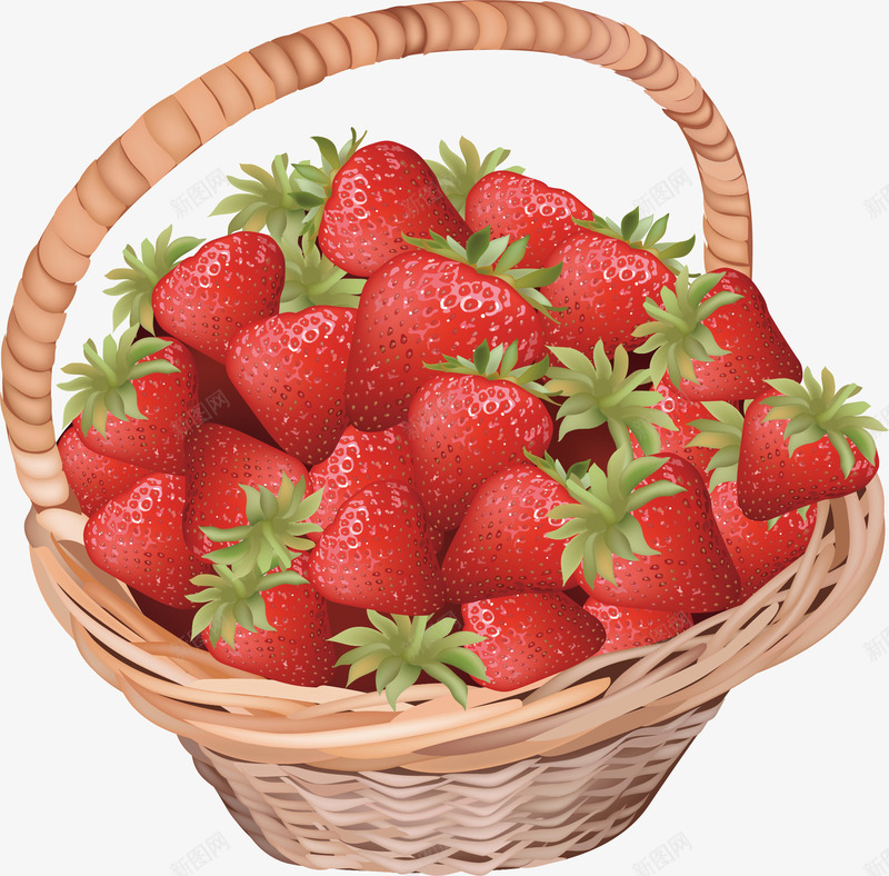 一筐草莓png免抠素材_88icon https://88icon.com 一筐草莓 新鲜草莓 矢量素材 草莓