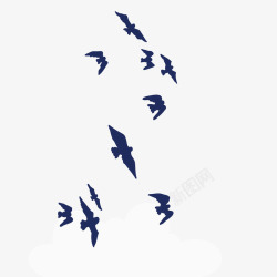 蓝色海鸥飞鸟飞翔矢量图素材