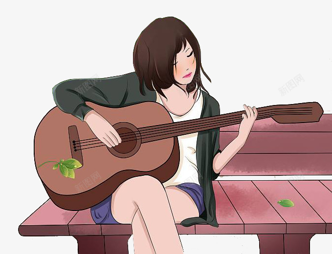 弹吉他的女孩png免抠素材_88icon https://88icon.com 儿童手绘 卡通动漫 吉他手 女孩 弹吉他的人 美女