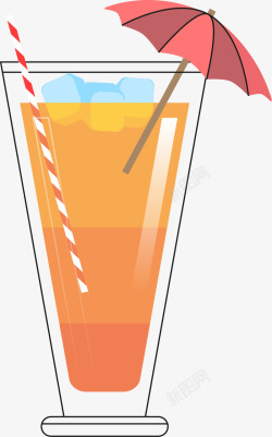 橙色卡通果汁饮料素材