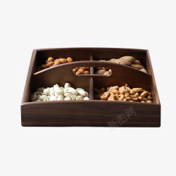 产品实物木盒干果拼盘素材