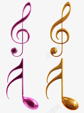 音乐器材时尚金色和紫色音符图标图标