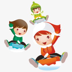开心假期开心滑雪的三小小孩高清图片
