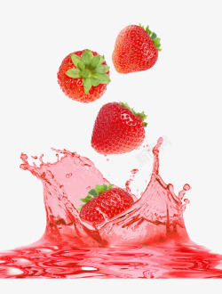 水中的红色草莓素材