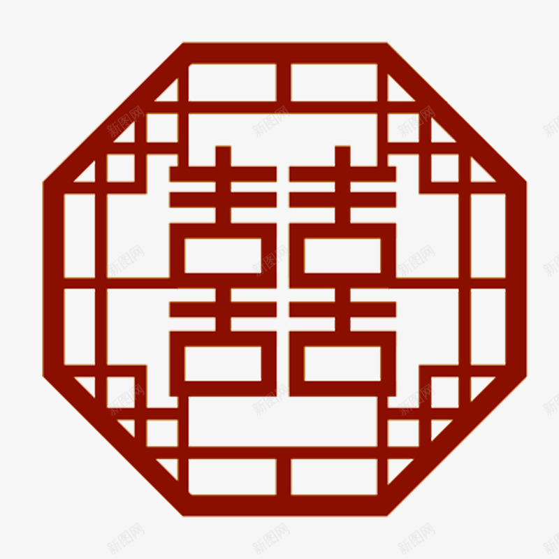 国风窗框囍png免抠素材_88icon https://88icon.com 中国红 双喜 囍 国风 国风窗户 棱格 窗户 窗棱 红色窗户