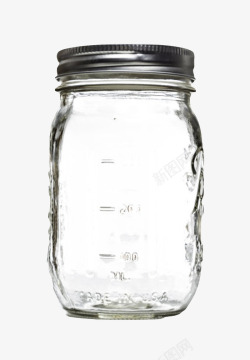 透明玻璃银色盖子的广口瓶实物素材
