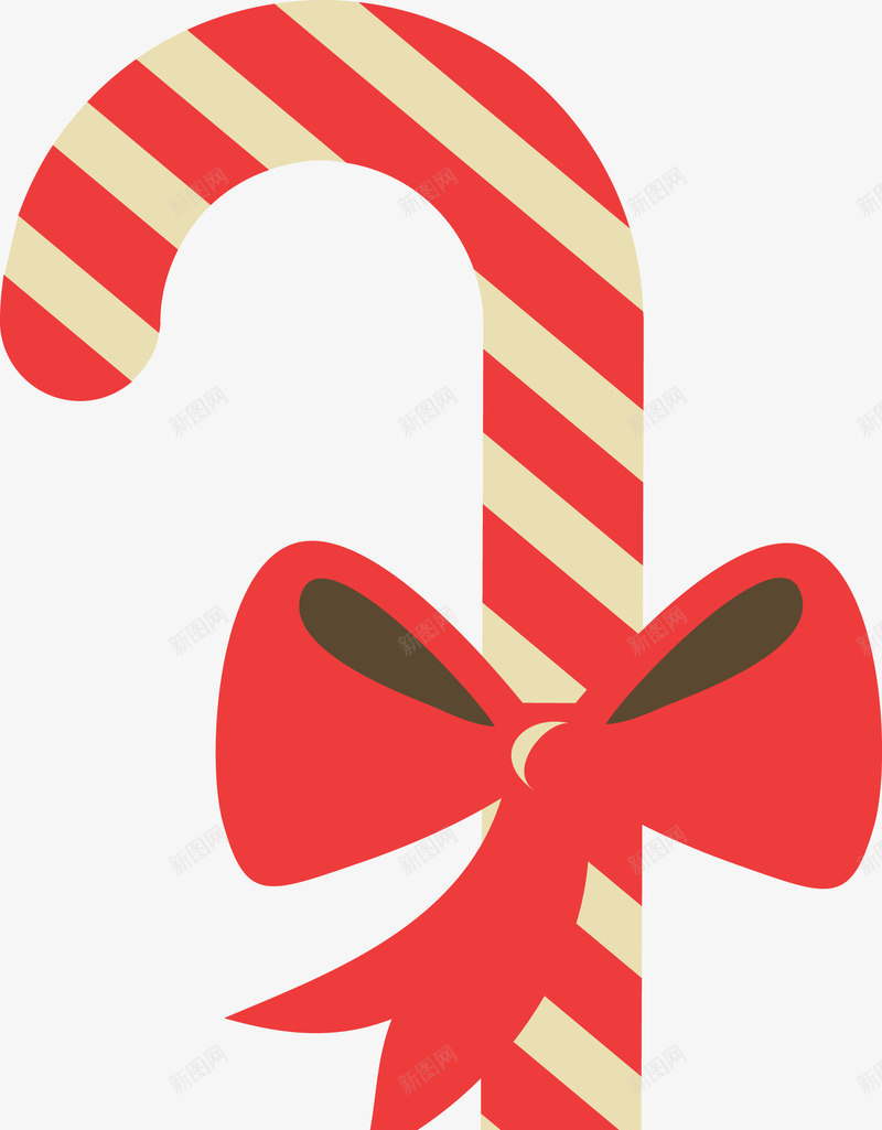 圣诞节糖果拐杖png免抠素材_88icon https://88icon.com 圣诞节 扁平化 拐杖 精美的拐杖 糖果 红色 蝴蝶结