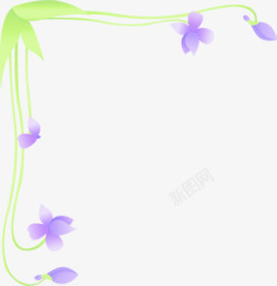 紫色卡通花朵花藤边框素材