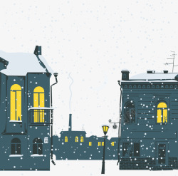 楼房城镇下雪矢量图素材