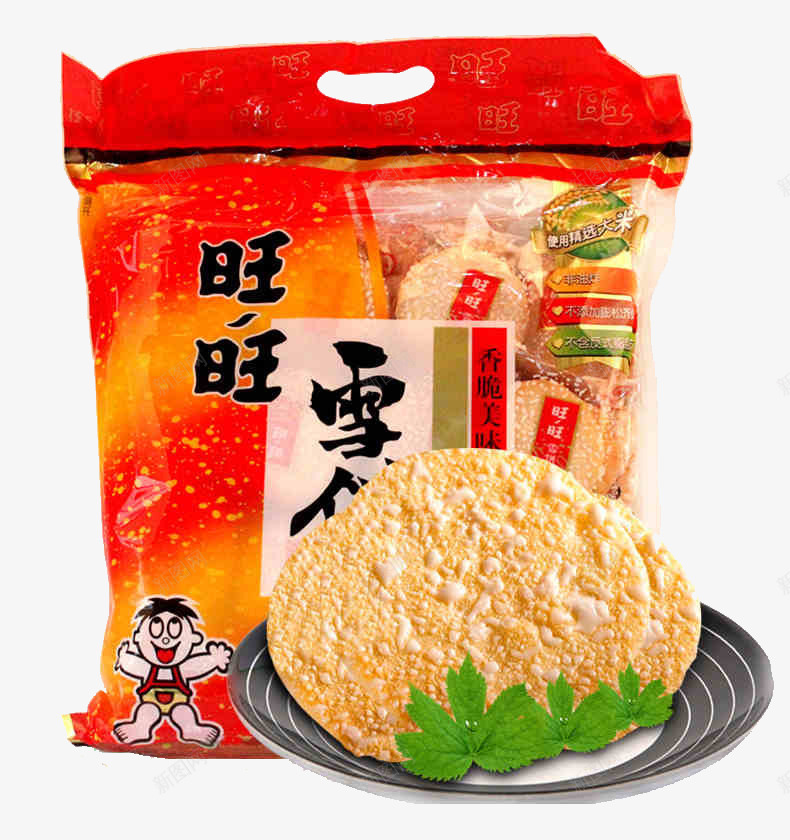 香脆美味旺旺雪饼png免抠素材_88icon https://88icon.com 产品实物 袋装 饼干