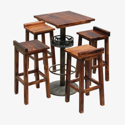 休闲木质快餐桌椅装饰素材