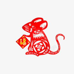 中国风红色鼠年剪纸素材