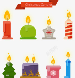 温暖蜡烛彩色多样的节日蜡烛矢量图高清图片