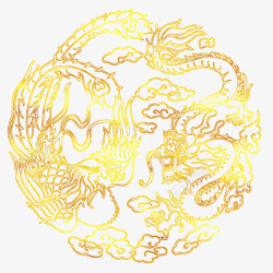 中国风传统凤凰烫金花纹图素材