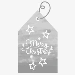 银色圣诞英文装饰标签素材