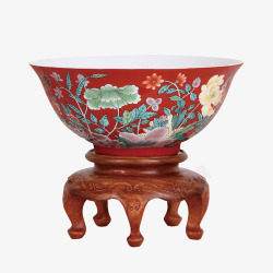 收藏品红瓷碗古玩收藏品摄影高清图片