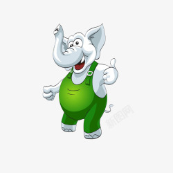 绿色背带裤卡通穿着绿色背带裤的点赞大象素高清图片