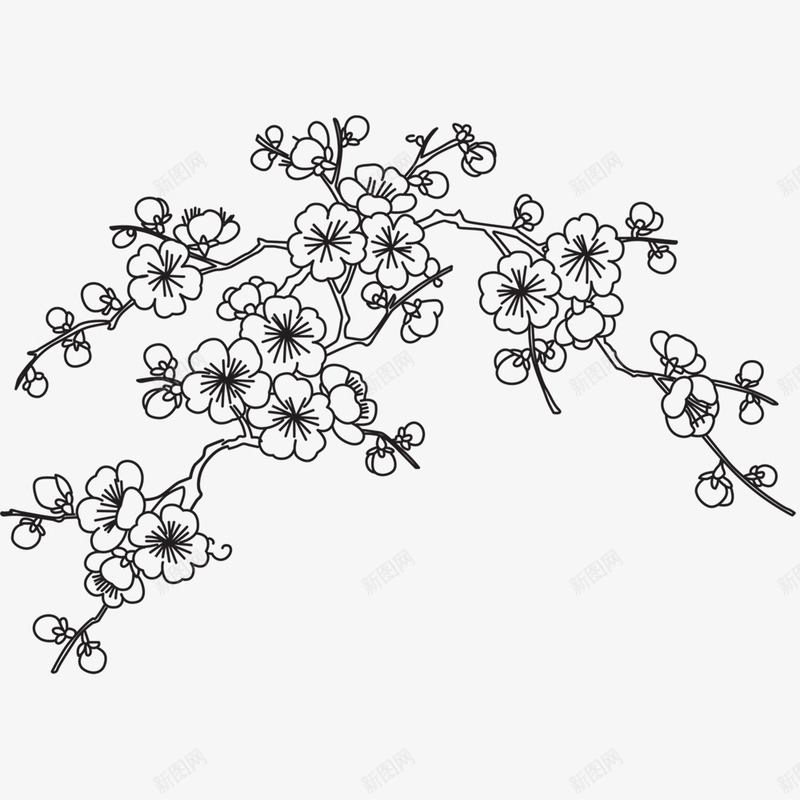 梅花装饰图案png免抠素材_88icon https://88icon.com 17 17素材 PNG 中国风 梅花 梅花描边 梅花线描图 线稿 装饰图案