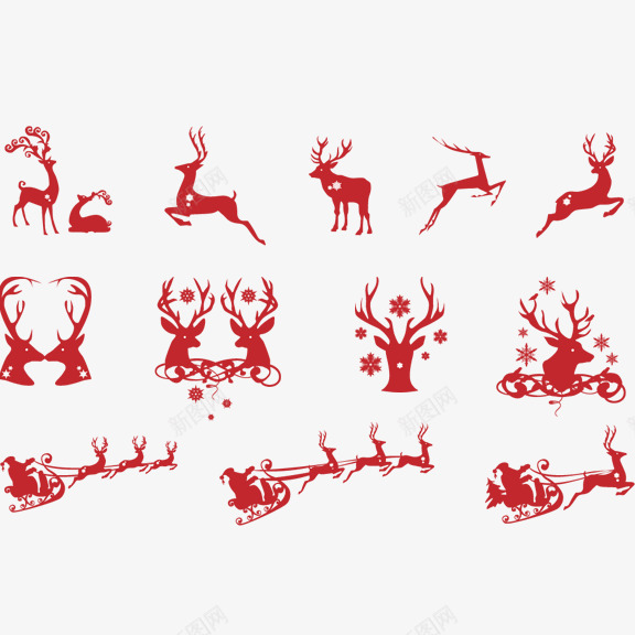 剪纸圣诞节驯鹿png免抠素材_88icon https://88icon.com 剪纸 圣诞节 红色 驯鹿