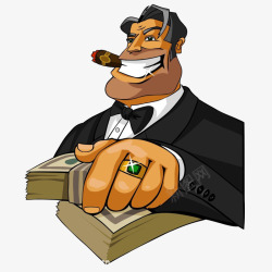 抽雪茄卡通微笑的抽雪茄的男人插画高清图片