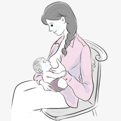 手绘宝宝吃母乳素材