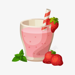 冷饮草莓果汁矢量图素材