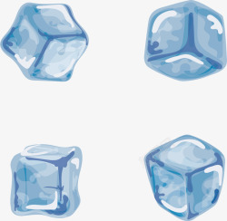 蓝色的卡通夏季冰块矢量图素材