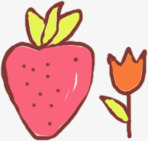 手绘合成红色的小草莓鲜花png免抠素材_88icon https://88icon.com 合成 红色 草莓 鲜花