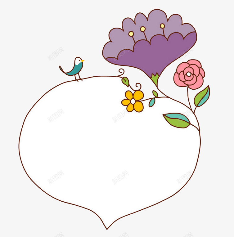 紫色喇叭花框png免抠素材_88icon https://88icon.com 卡片 唯美 小清新 手绘 泡泡框 紫色喇叭花 紫色花 花框 花边 装饰 鲜花