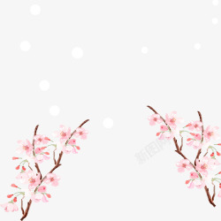 飘散的雪花粉色梅花装饰高清图片