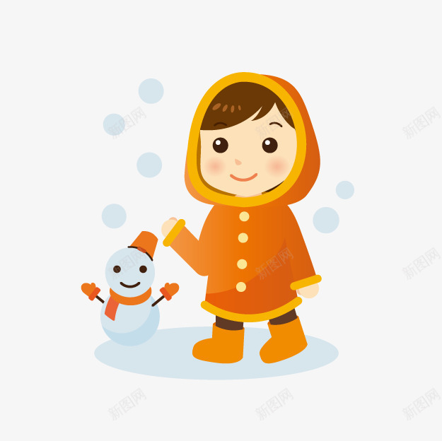 卡通堆雪人女孩png免抠素材_88icon https://88icon.com 冬季游戏 卡通女孩 堆雪人女孩 手绘小人