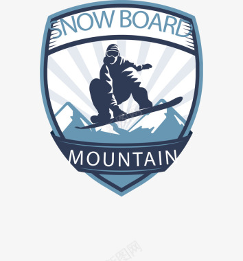 雪山手绘雪山滑雪的人标签矢量图图标图标