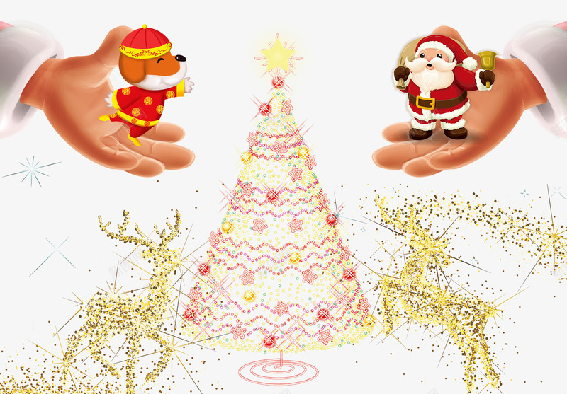 双旦同庆装饰图案png免抠素材_88icon https://88icon.com 元旦节 双旦同庆 圣诞树 圣诞老人 圣诞节 新年 狗年 装饰图案 麋鹿