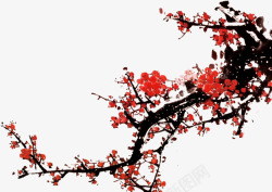 红色春季中国风梅花素材